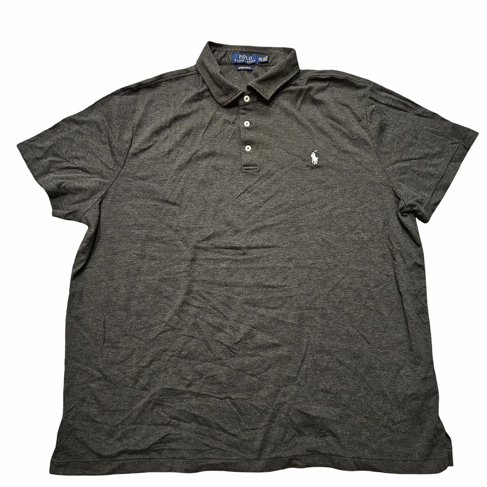 Polo Ralph Lauren Shirt Mens XXL Custom Slim Fit Short Sleeve Polo Gray